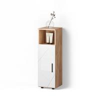 MIDISCHRANK Ronco Weiß Hochglanz/Goldkraft Eiche 30 x 95 cm - Honigeiche/Weiß Hochglanz, Holzwerkstoff (30/95/30cm) - Livinity®