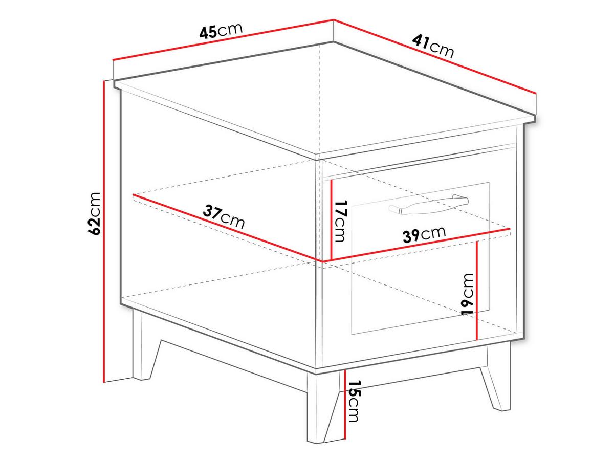 NACHTTISCH Windsor W-11 - Kaschmir/Eichefarben, Holz/Holzwerkstoff (45/62/41cm) - MIRJAN24