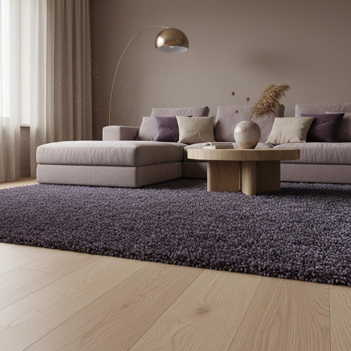 TEPPICH Hochflor SPREE in Violett, einfarbig, 100 x 200 cm - Lila, Textil (200/100cm) - KADIMA DESIGN