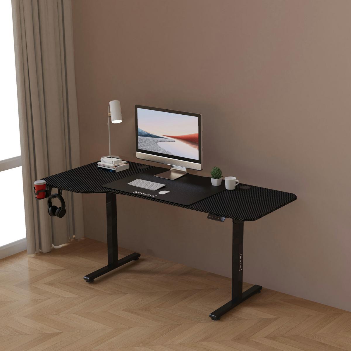 VERSTELLBARER TISCH Stryn - Schwarz, Holzwerkstoff/Metall (75/160/117cm) - pro.tec