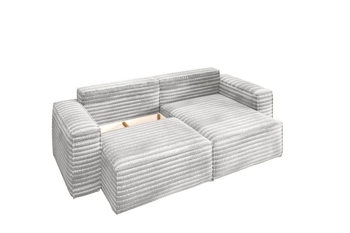 ECKSOFA Schlafsofa Madlen - Hellgrau, Holzwerkstoff/Textil (248/140cm) - Fun Möbel