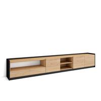 LOWBOARD, Eiche Schwarz, 310/37/50cm - Eichefarben, Holzwerkstoff (310/50/37cm) - Skraut Home