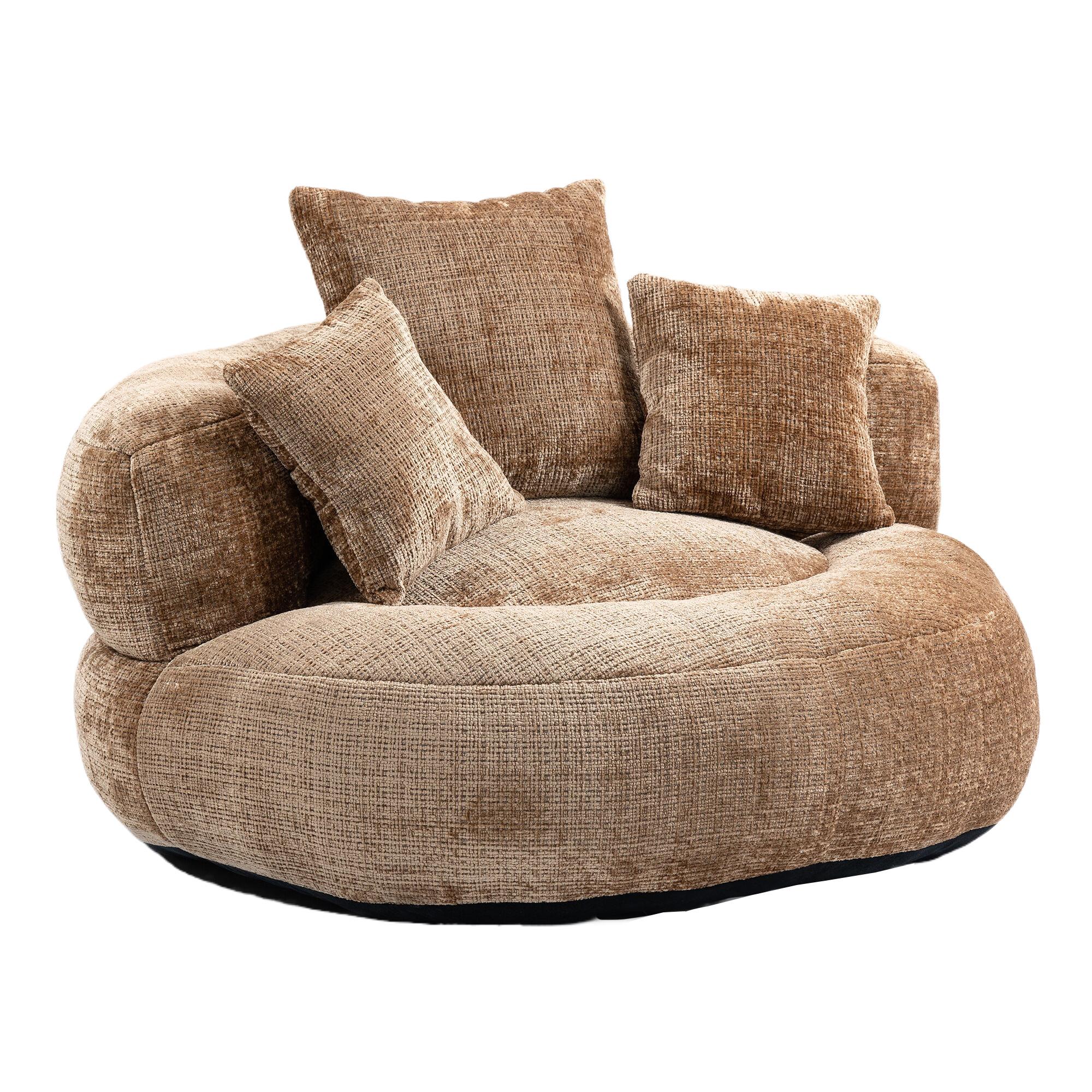 SITZSACK in Chenille mit 3 Kissen - Taupe, Textil (108/52/108cm) - Urban Meuble