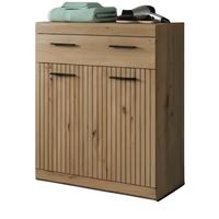 BADKOMMODE Eiche Artisan 74 x 88 cm, Badschrank mit moderner Rillen-Optik - Schwarz/Eiche Artisan, Holzwerkstoff/Kunststoff (74/88/31cm) - Inn.Furn