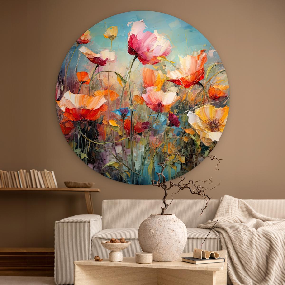 WANDBILD Blumen - Aquarell - Kunst - Botanisch - Natur Deko Groß 150x150 cm - Orange, Kunststoff (150/150cm) - MuchoWow