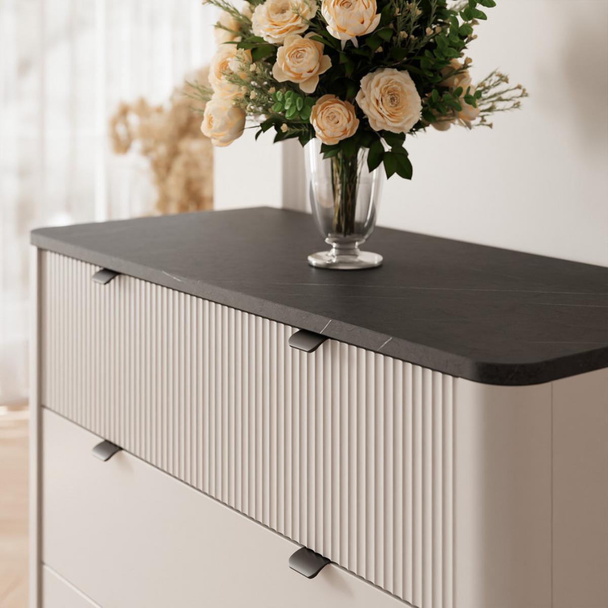 KOMMODE NAVANI 90 cm, 3 Schublade(n) Kaschmir / Grau - Schwarz/Grau, Holzwerkstoff/Metall (90/82/40cm) - Idohome