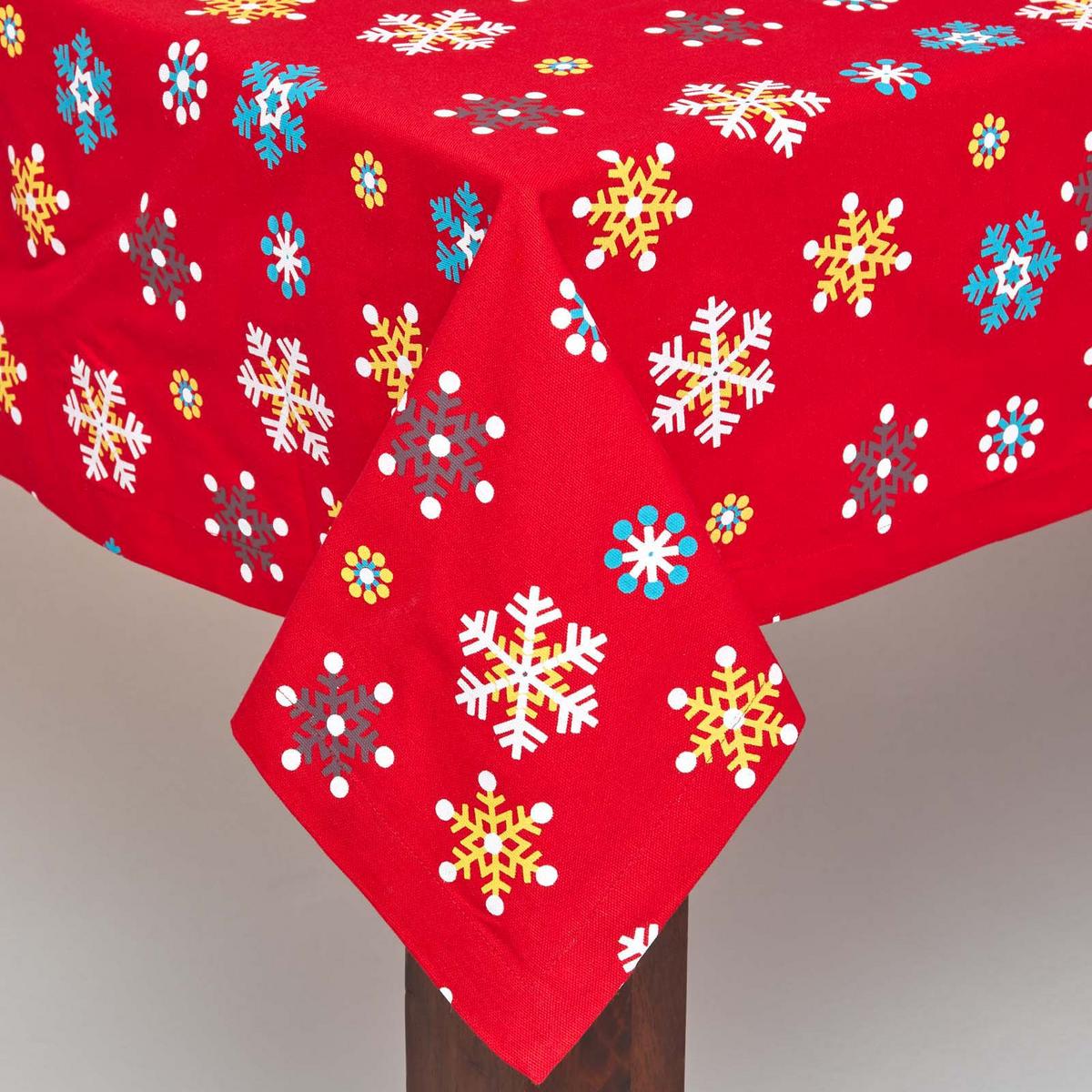 TISCHDECKE Weihnachten, rot mit Schneeflocken, 137/178 cm - Rot, Textil (137/178cm) - Homescapes