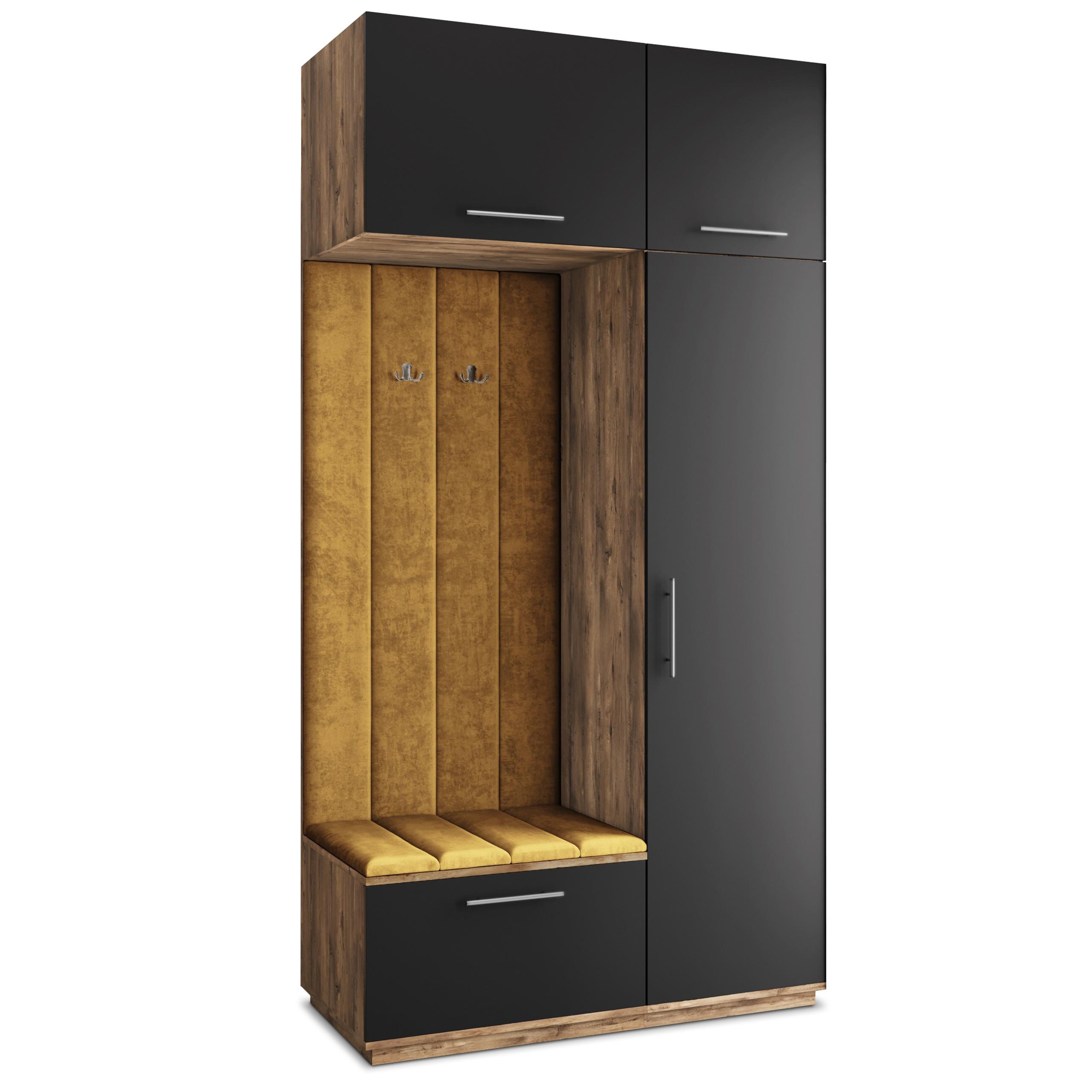 GARDEROBENSCHRANK REMA 120/240/60 cm Modern Garderobe-Set Eiche Lefkas - Eichefarben/Gelb, Holzwerkstoff (120/240/60cm) - MASSENO