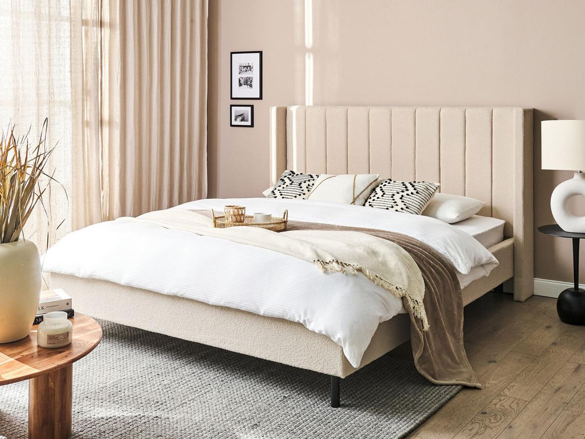 POLSTERBETT mit Lattenrost 160x200 cm Beige Villette - Beige, Textil (160/200cm) - Beliani