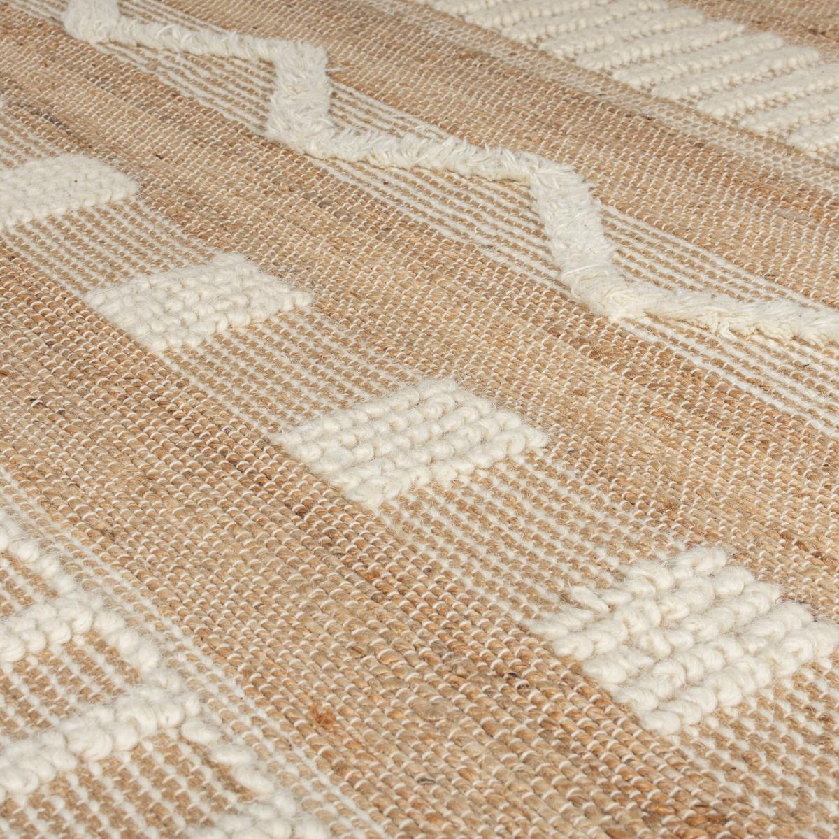 JUTETEPPICH handgewebt mit Fransen WHARFE, im Ethno-Stil, Natur-Weiß, 120 x 170 cm - Weiß, Textil (170/120cm) - KADIMA DESIGN