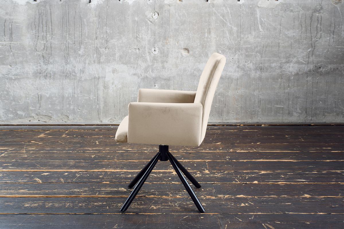 ESSZIMMERSTUHL KYRA Cremeweiß Velvet Drehbar (360°) (1er-Set) - Creme, Kunststoff/Textil (64/88/61cm) - KAWOLA