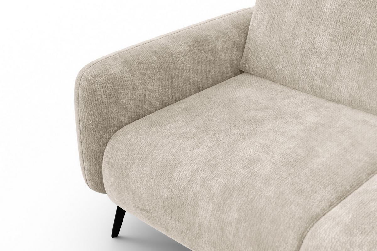 SOFA FEBE 2-Sitzer, cremefarbener Chenille-Stoff - Creme/Schwarz, Holz/Textil (160/82/96cm) - Wozimo