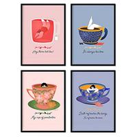 POSTER Set mit 4 Tee PackBettlaken 1 A4 Rahmenlos - Klar, Papier (29.7/3cm) - Nacnic