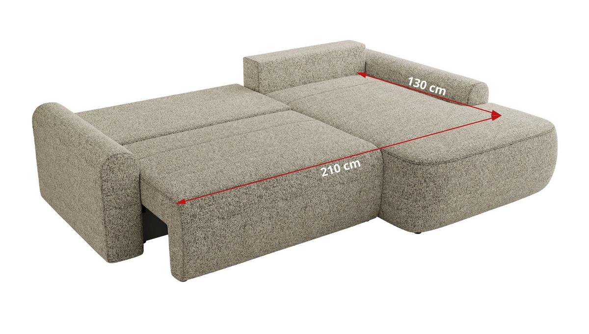 ECKSCHLAFSOFA CUBO L Beige Struktur - rechts - Beige/Schwarz, Kunststoff/Textil (187/273cm) - MKS