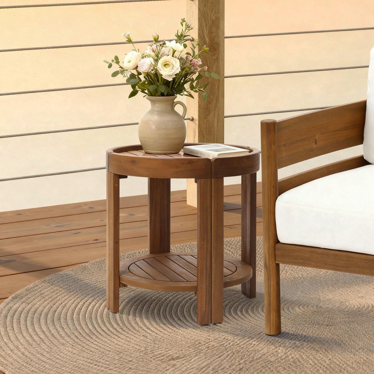 BEISTELLTISCH Rund, Ø50 cm X H52 cm - Braun, Holz (50/50/52cm)