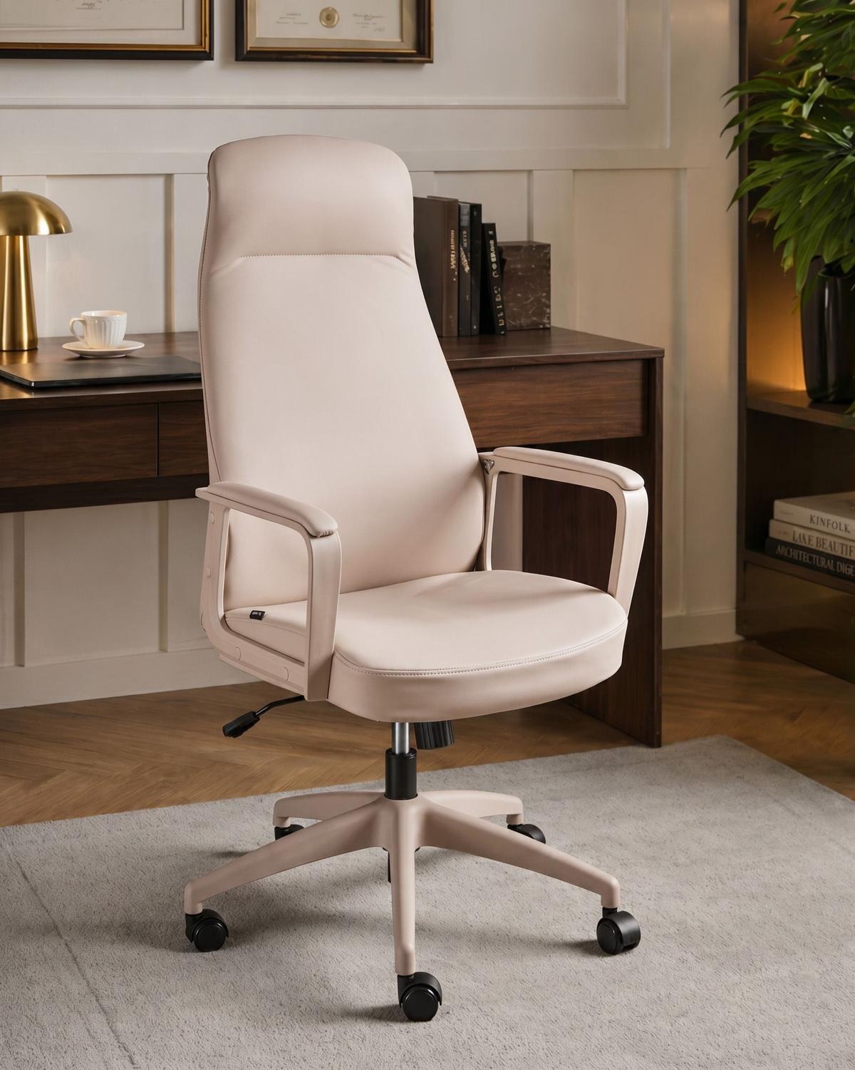 CHEFSESSEL Kunstleder Beige Ardour - Beige, Textil (68/115/68cm) - Beliani