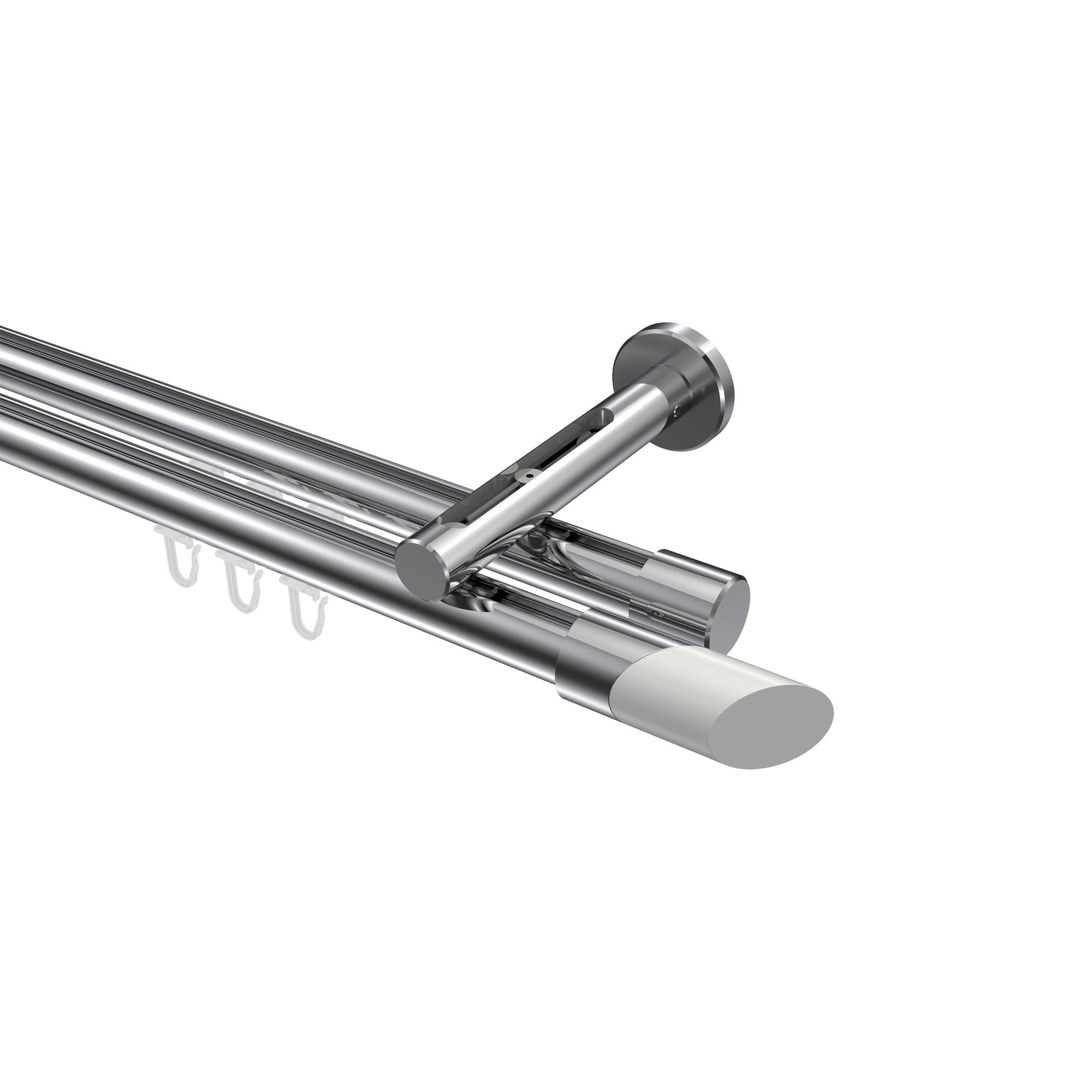 GARDINENSTANGE INNENLAUF Siteno Verano 360 cm (geteilt in 2 x 180 cm), 2-läufig, 20 mm Ø Chrom - Chromfarben/Weiß, Metall (360cm) - INTERDECO