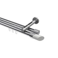 GARDINENSTANGE INNENLAUF Siteno Verano 360 cm (geteilt in 2 x 180 cm), 2-läufig, 20 mm Ø Chrom - Chromfarben/Weiß, Metall (360cm) - INTERDECO