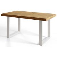 INDUSTRIELLER Esszimmertisch LOFT-U, ausziehbarer Tisch, Größe: 160-260X90X77 cm, Wohnzimmertisch Farbe: LANCELOT, mit Metallbeinen in Farbe Weiß - Beige/Weiß, Holzwerkstoff (160/90/77cm) - Alpi-Möbel