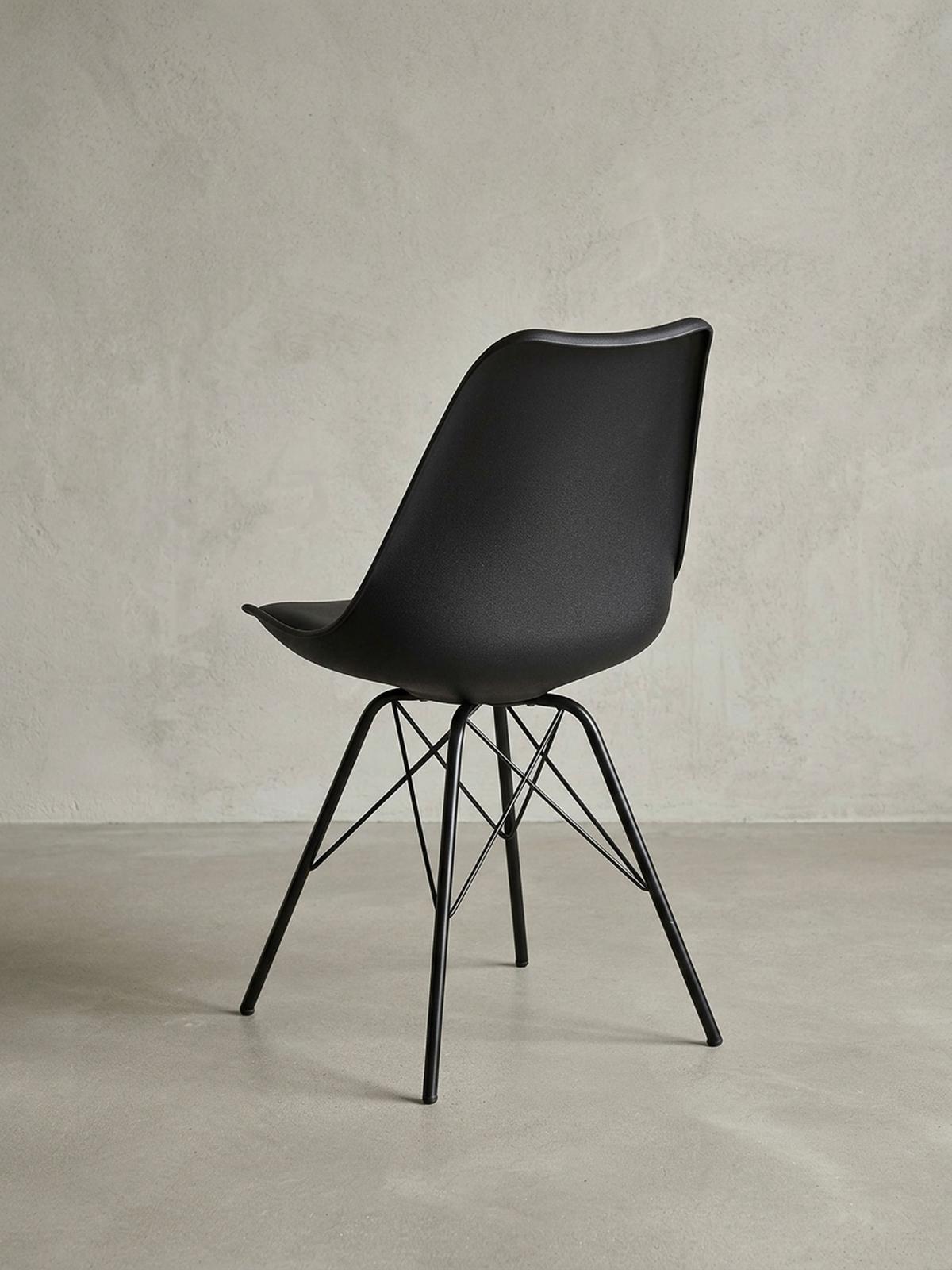 ESSZIMMERSTUHL 2er Set mit Metallgestell Skandinavisch gepolstert, Schwarz 58x48x86 cm - Schwarz, Kunststoff/Textil (58/86/48cm) - KADIMA DESIGN