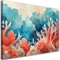 LEINWANDBILD Korallenriff 100x70cm - Blau, Textil (100/70cm) - Feeby