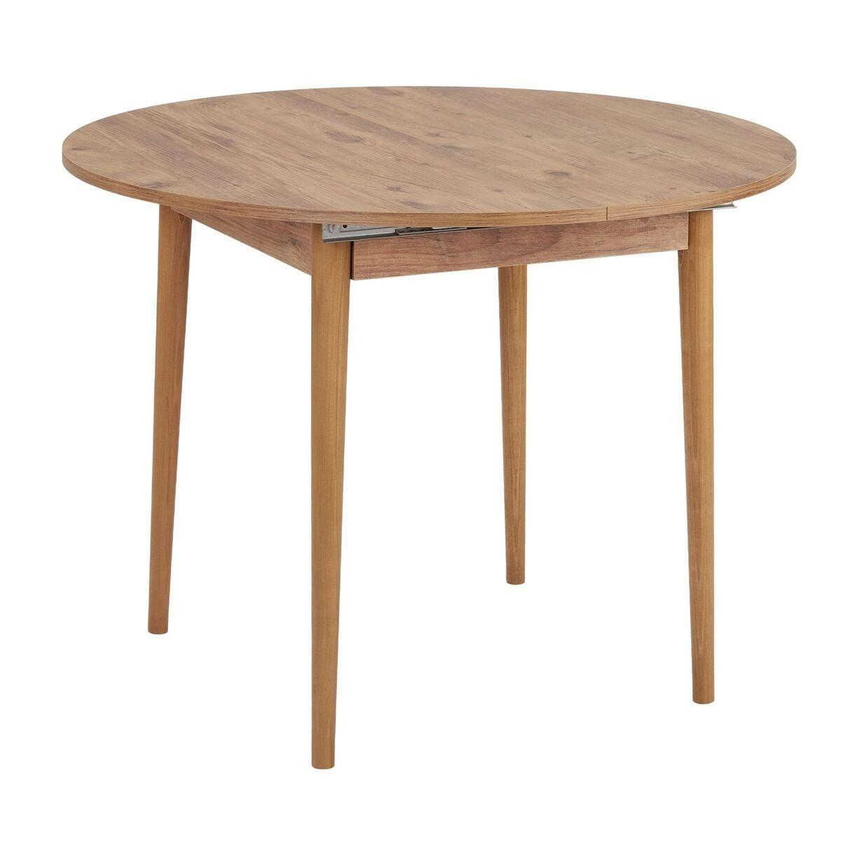 ESSTISCH ausziehbarer von 100 bis 131 cm mit runder Tischplatte 100/100/75 cm - Kieferfarben, Holzwerkstoff (111/100/75cm) - Calicosy