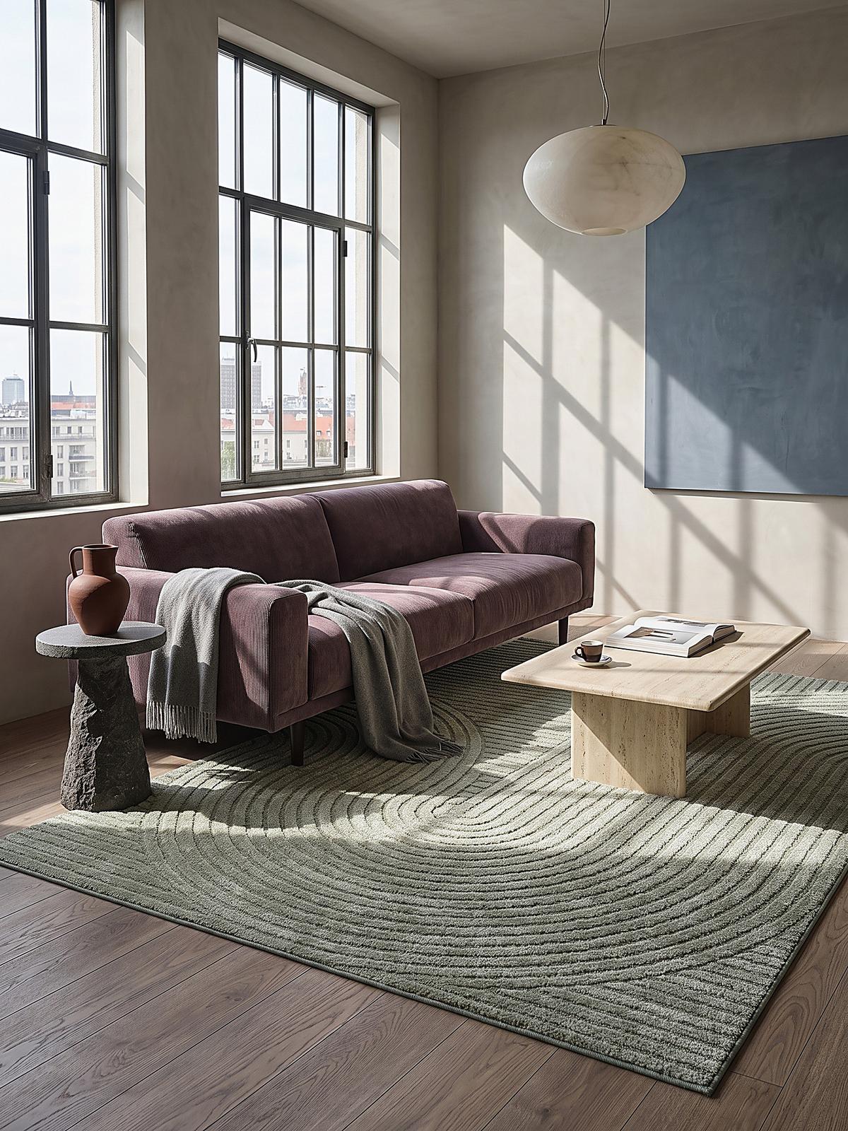 TEPPICH Kurzflor CETINA Geometrisch Polypropylen-Polyester Grün 200 x 290 cm - Grün, Textil (200/290cm) - KADIMA DESIGN