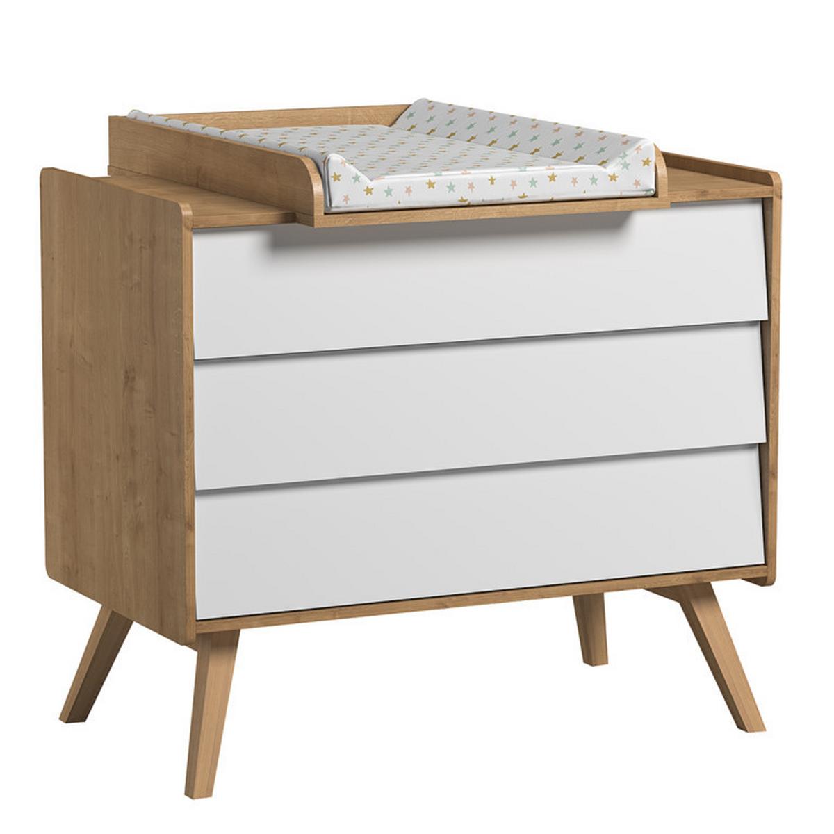 BABYZIMMER 3-teilig Eiche und Weiß - Weiß, Holzwerkstoff (145/103/75cm) - Petits-meubles