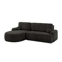 ECKSOFA mit Schlaffunktion und Bettkasten LIRA-L - 264x172x89 Schwarz - Schwarz, Holzwerkstoff/Textil (264/172cm) - ALTDECOR