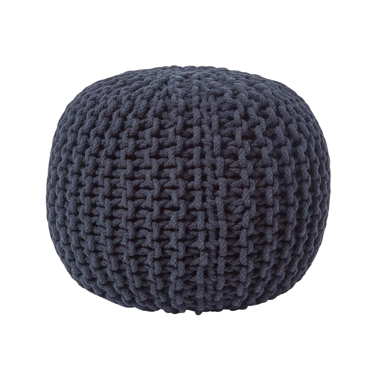 STRICK-POUF schwarz, 40/40/35 cm - Schwarz, Textil (40/35/40cm) - Homescapes