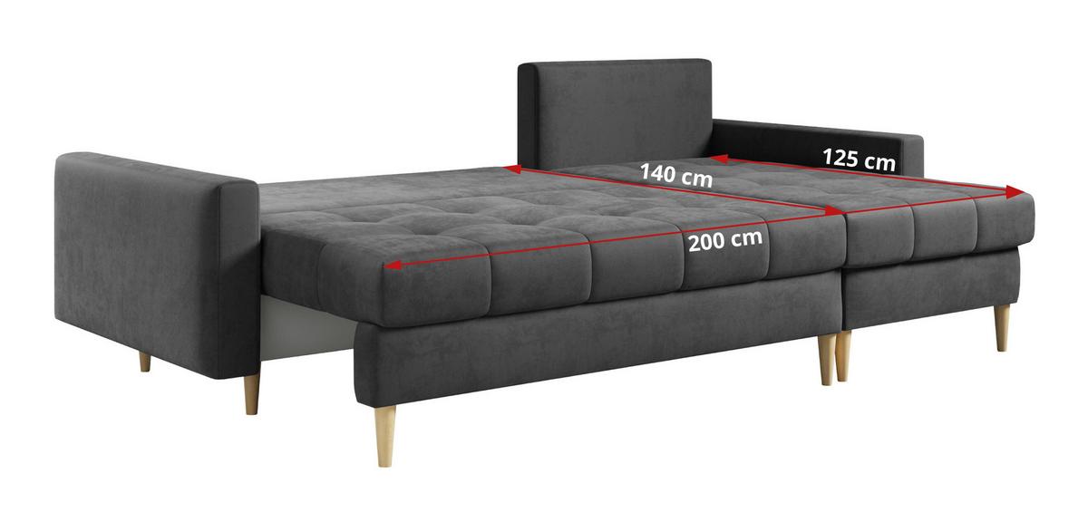 ECKSOFA Astra Grau Velvet - Braun/Grau, Holz/Textil (220/140cm) - MKS