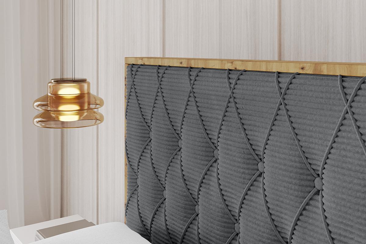 POLSTERBETT mit Bettkasten, Fußteil und Lattenrost, Boxbett ohne Matratze - ENZO5-Z 120x200 Dunkelgrau - Anthrazit, Holzwerkstoff/Textil (120/200cm) - ALTDECOR