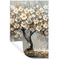 WANDTATTOO Baum - Blumen - Weiß - Natur - Kunst Wandbild 40x60 cm - Weiß, Kunststoff (40/60/0.1cm) - MuchoWow