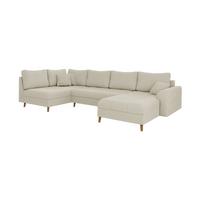 WOHNLANDSCHAFT Alma Beige Cord - Ottomane rechts - Beige/Braun, Holz/Textil (310/81/161cm) - S-Style Möbel