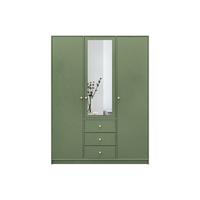 DREHTÜRENSCHRANK GALIO 149/200/57,5 cm 3-türig mit Spiegel Grün - Grün, Holzwerkstoff (149/200/57.5cm) - MASSENO