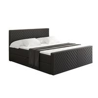 BOXBETT mit Matratze H4 und Lattenrost - VEXA-Z - 120x200 - Schwarz Kunstleder - Schwarz, Holzwerkstoff (120/200cm) - ALTDECOR