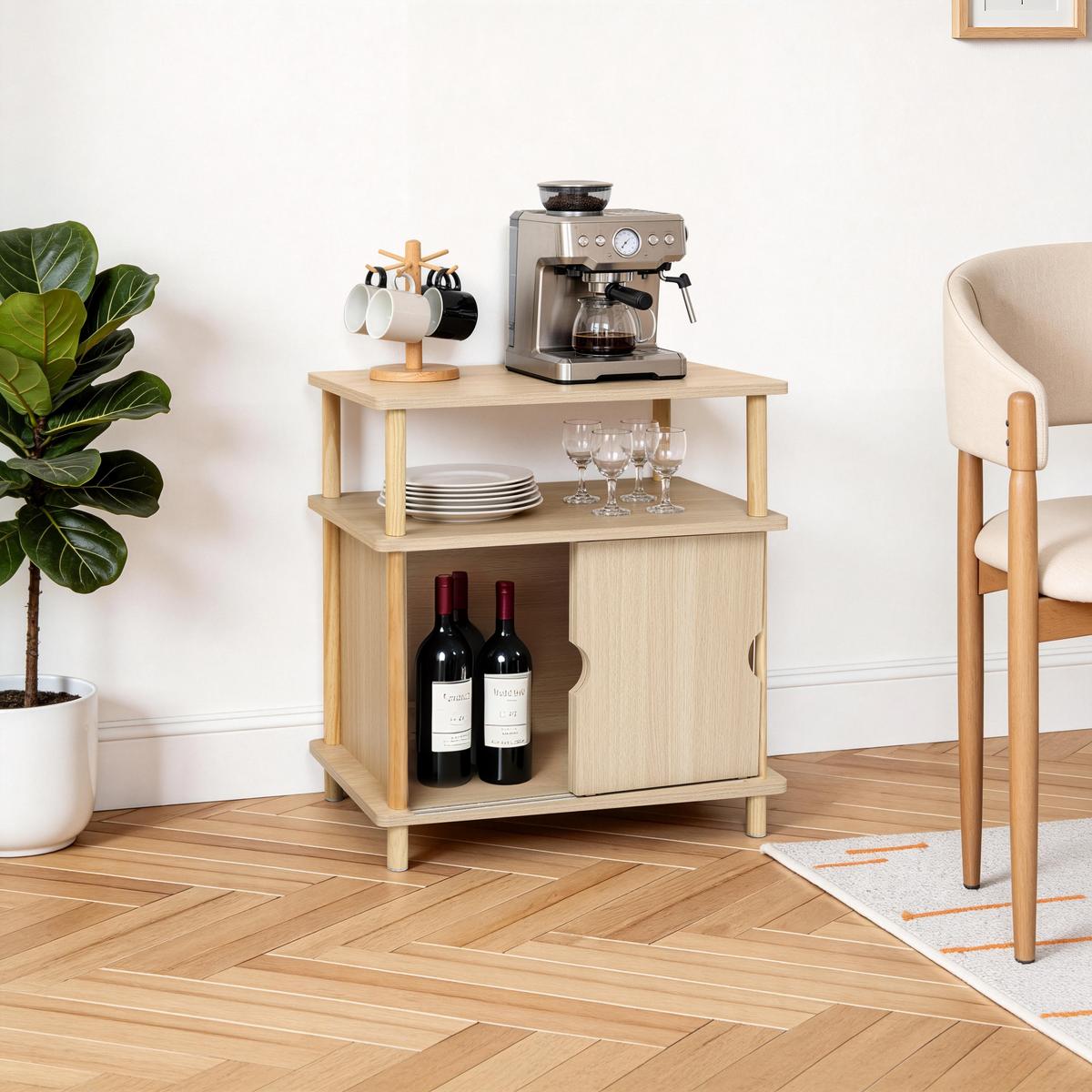 SIDEBOARD | B60 x T35 x H60 cm - Eichefarben, Holz/Holzwerkstoff (60/60.5/35cm) - Hometopia
