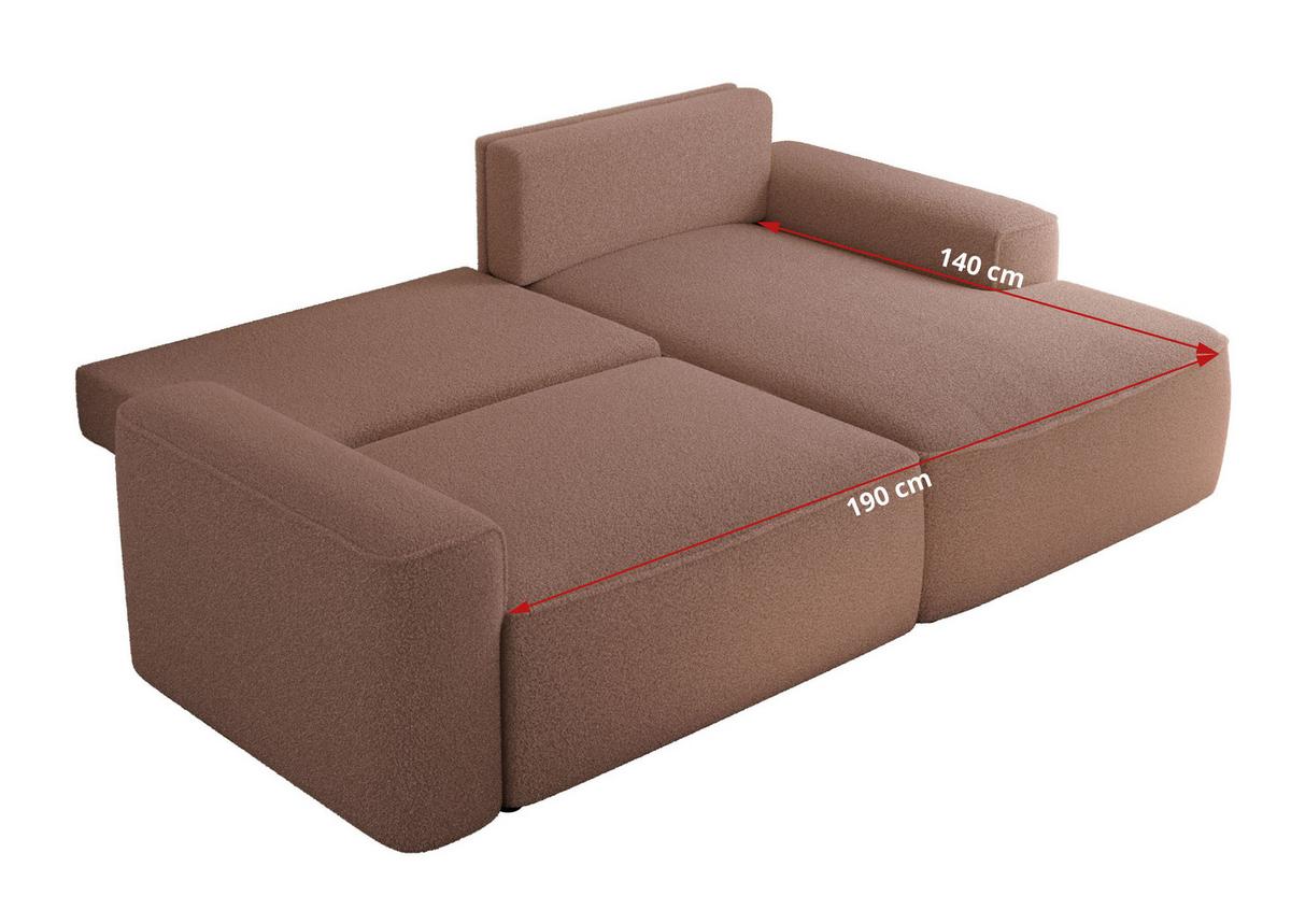 ECKSOFA BELLUNO L Rosa Boucle - Rechts - Schwarz/Rosa, Textil (233/144cm) - MKS