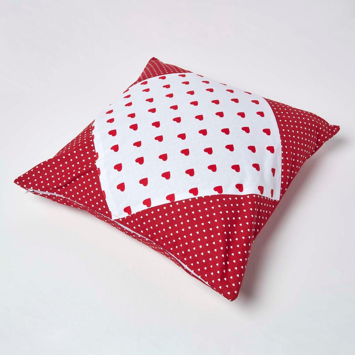PATCHWORK-KISSENHÜLLE Herzen 60/60 cm - Rot, Textil (60/60cm) - Homescapes