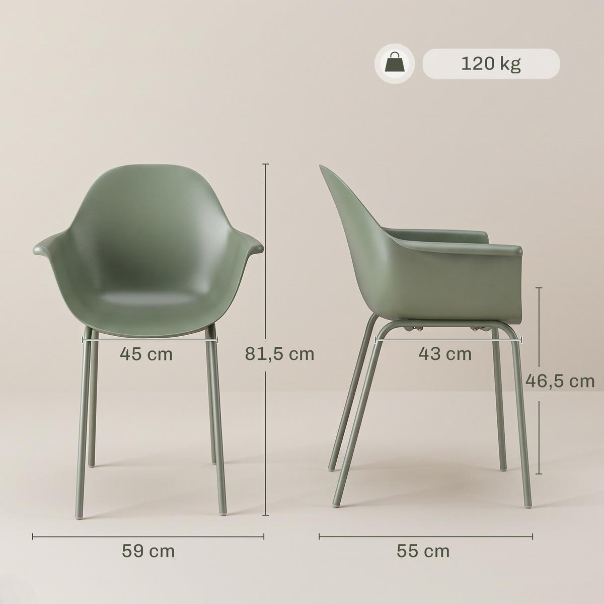 GARTENSTUHL, Stahl, Kunststoff, Grün - Grün, Metall (55/84/59cm) - Outsunny