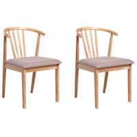 ESSZIMMERSTUHL 2er-Set Holz Hellbraun/Taupe Craig - Taupe, Holz (50/80/57cm) - Beliani
