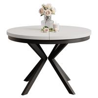 AUSZIEHTISCH MILTON 90-166/76 cm mit Metallgestell und Zarge, Schwarz / Arktisweiß - Schwarz/Weiß, Holzwerkstoff/Metall (90/90/76cm) - Idohome
