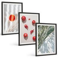 BILDER SET 3er Set - 40x60 cm Schwarzer Rahmen - Feiertagspalmenfrüchte - Schwarz, Kunststoff (40/60cm) - TULUP