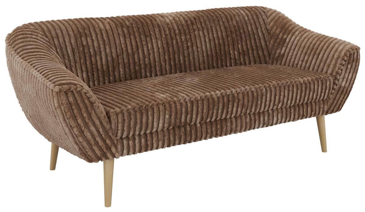 3-SITZER-SOFA PIRS - Braun Cord - Holzbeine - Buchefarben/Braun, Holzwerkstoff/Textil (180/75/74cm) - MKS