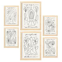 POSTER Set Mit 6 Yoga Musen 4 A3 & A4 Rahmen Aus Hellem Holz - Beige, Papier (29/3/42cm) - Nacnic