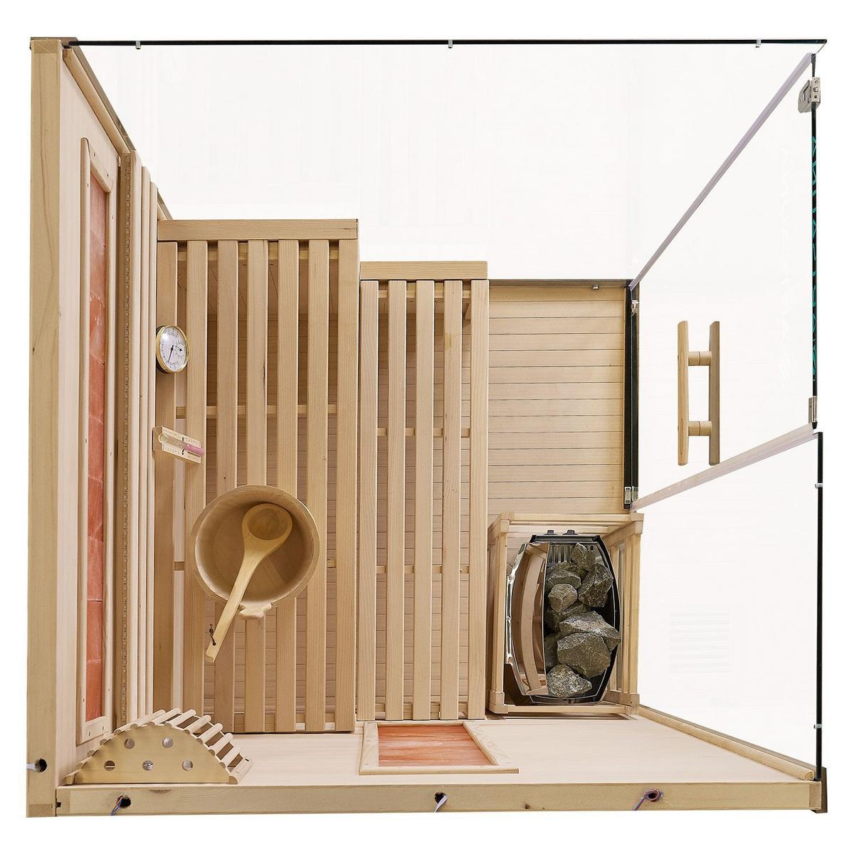 SAUNA Vantaa 120 x 120 cm mit 3,5 kW Saunaofen - Schwarz, Holz (120/200/120cm) - Artsauna