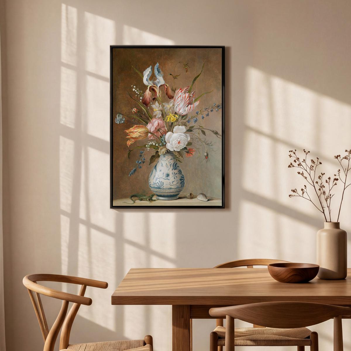 LEINWAND Bilder mit Rahmen - Alte Meister - Blumen - Balthasar van der Ast - 60x90 - Hellbraun, Textil (60/90cm) - MuchoWow