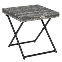 GARTENKLAPPTISCH, Grau, Stahl, Polyrattan - Grau, Kunststoff (40/40/40cm) - Outsunny