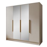 DREHTÜRENSCHRANK Laro mit Spiegel, Kaschmir mit goldenen Griffen, 200 cm - Kaschmir, Holzwerkstoff (200/200/51cm) - Beautysofa