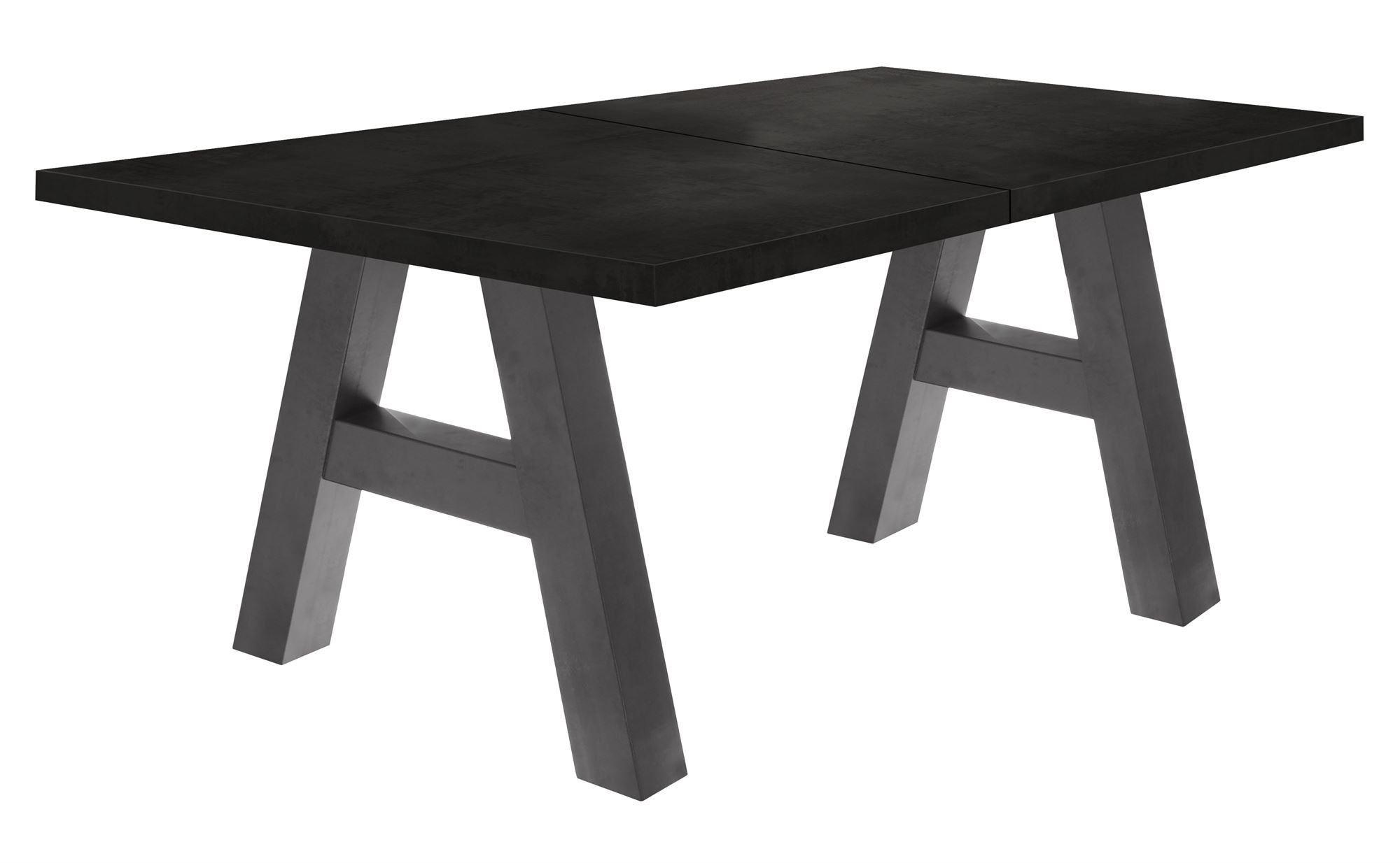 ESSTISCH ausziehbar Elia 3 160 x 90 x 75 Esszimmertisch Graphit/Schwarzstahl - Schwarz, Holz (160/90/75cm) - 58aufmkessel
